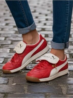 Puma Women's Red and White Low-Top Sneakers